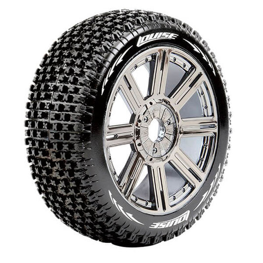 Louise RC B-Pirate 1:8 Fr/Rr Super Soft Hex 17mm Spoke Black Chrome L-T3126VBC