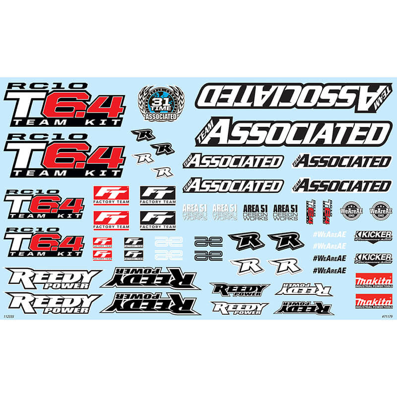Team Associated RC10T6.4 Decal Sheet AS71179