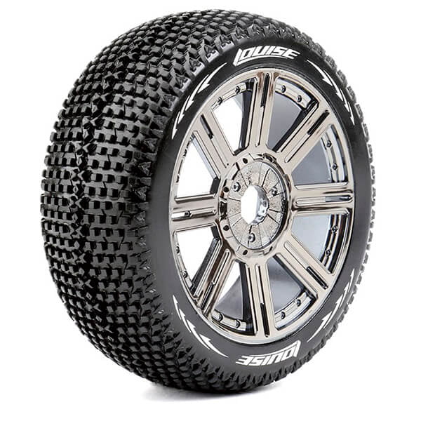 Louise RC B-Turbo 1:8 Fr/Rr Super Soft Hex 17mm Spoke Black Chrome L-T3104VBC