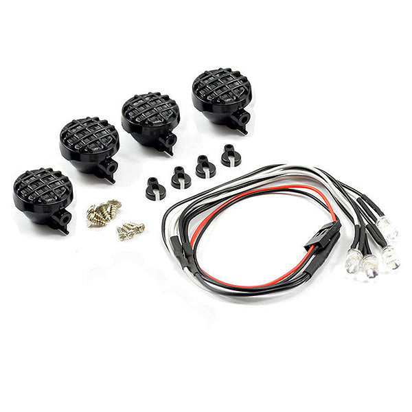 Fastrax Light Set w/Led,Lenses Wire Connector 4Pc - Round FAST2341