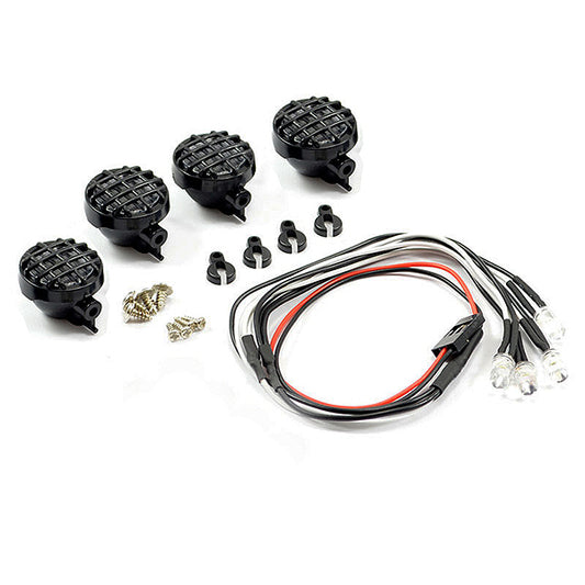 Fastrax Light Set w/Led,Lenses Wire Connector 4Pc - Round FAST2341