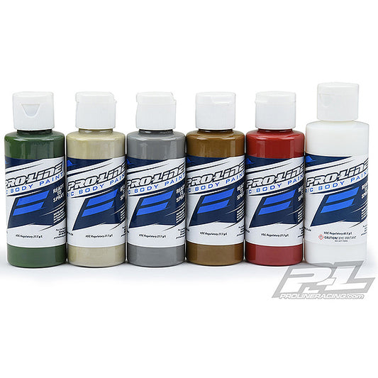 Proline RC Body Paint Military Colour Set (Green/Sand/Grey/Earth/Mars/Clear) PL6323-04