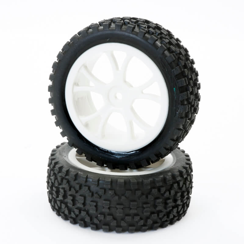 Fastrax 1:10 Mounted Cuboid Buggy Front Tyres White 10-Sp FAST0036W