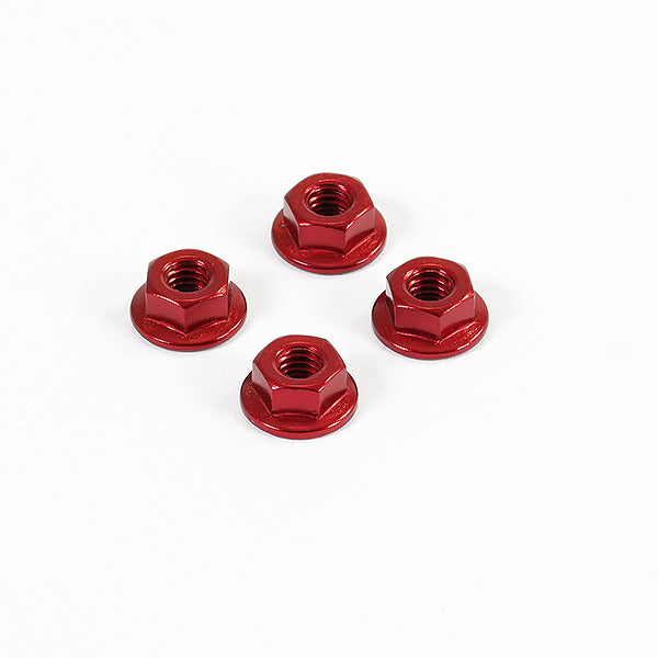 Fastrax M4 Red Serrated Aluminium Locknuts 4Pcs FTM4RS