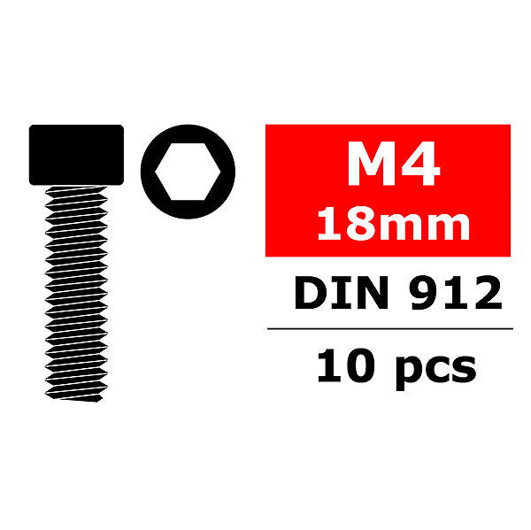 Corally Steel Screws M4 X 18mm Hex Socket Head 10pc C-3001-40-18