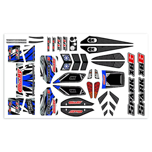 Team Corally Body Decal Sheet Spark XB6 Blue 1Pc C-00180-1169-B