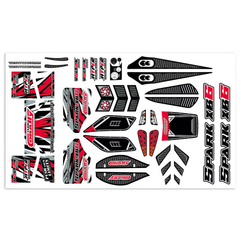 Team Corally Body Decal Sheet Spark XB6 Red 1Pc C-00180-1169-R