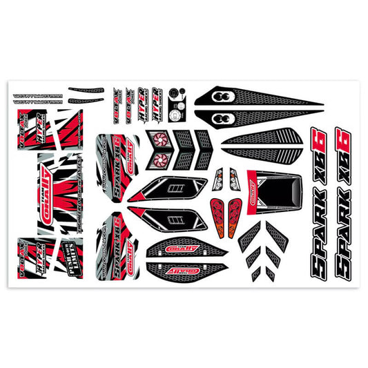 Team Corally Body Decal Sheet Spark XB6 Red 1Pc C-00180-1169-R