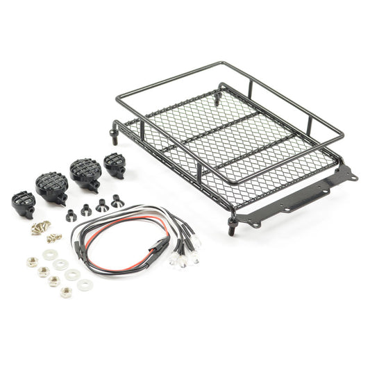 Fastrax Black Aluminium Luggage Rack w/Led Lamps L130mm X W110mm FAST2301BK