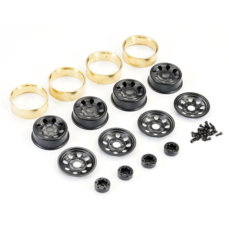 FTX Outback Mini X/Xp Steelie w/Brass Inner Bead 1.2" Wheels - Black FTX9449BK