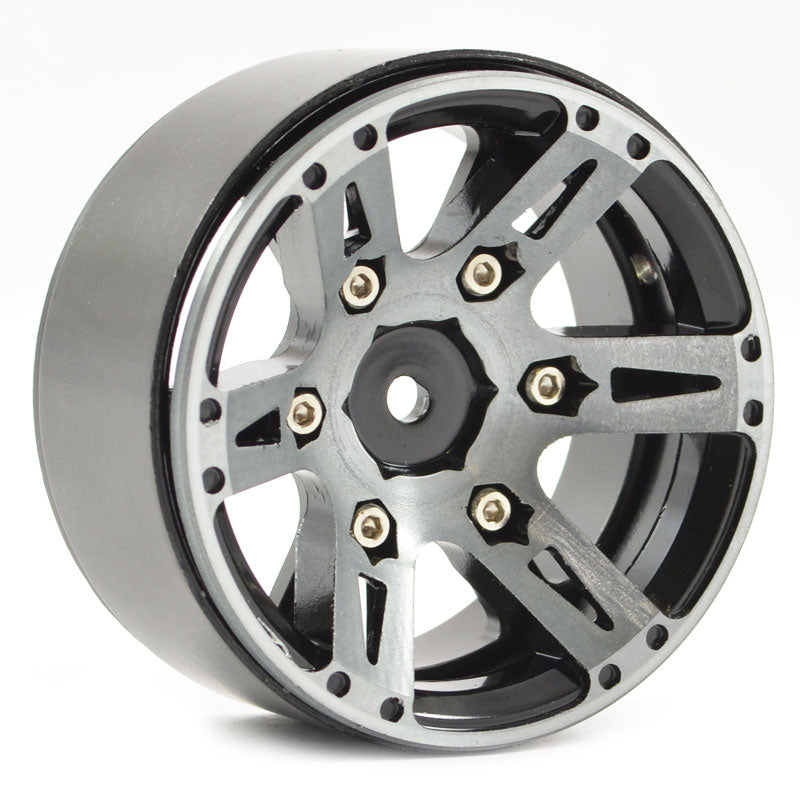 Fastrax 1.9" Heavyweight Split 6-Spoke Alloy Beadlock Wheels Black FAST0146BK