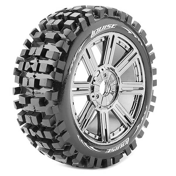 Louise RC B-Ulldoze 1:8 Fr/Rr Soft Hex 17mm Spoke Chrome L-T324SBC
