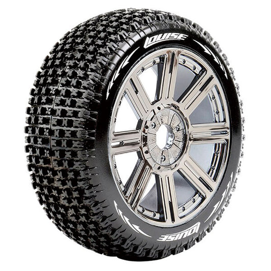 Louise RC B-Pirate 1:8 Fr/Rr Soft Hex 17mm Spoke Black Chrome L-T3126SBC