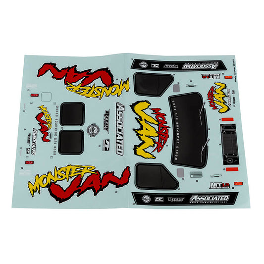 Team Associated MT12 Monster Van Decal Sheet AS41118