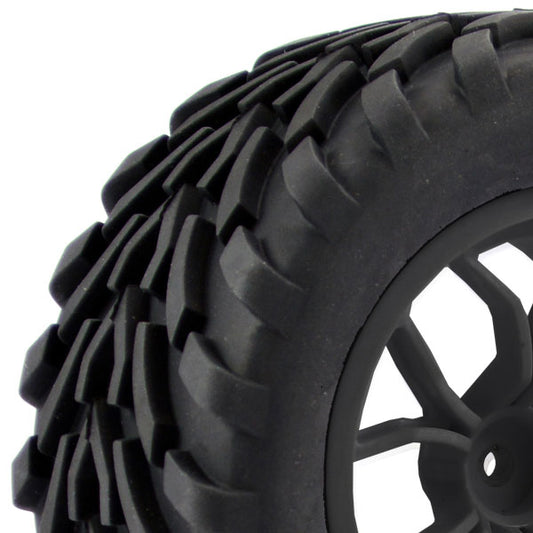 Fastrax 1:10 Mega-V Truck Tyre Mounted On 12-Spoke (12mm Hex) Black FAST0067B
