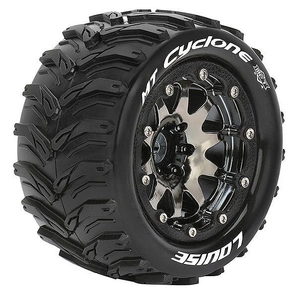Louise RC MT-Cyclone 1:10 Soft Bead-Lock/1/2 Offset Hex 12M Black Chrome L-T3310SBCH