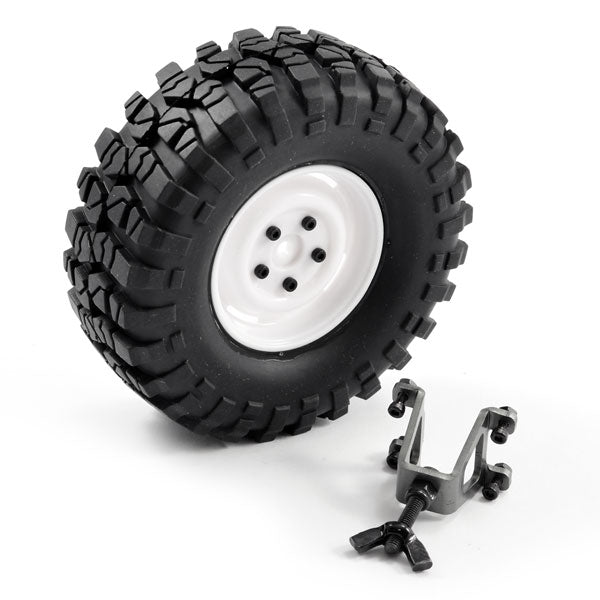 FTX Outback Spare Tyre Mount & Tyre/Steel Look Lug Wheel White FTX8250W