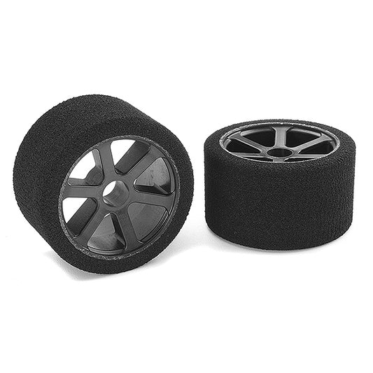 Corally Attack Foam Tyres 1:12 Circuit 35 Shore Double Pink Front Carbon Rims 2Pcs C-14720-35