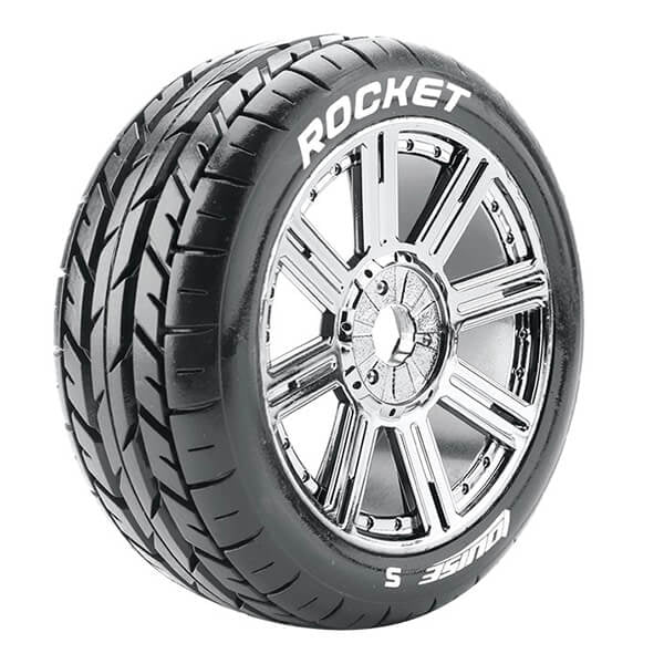 Louise RC B-Rocket 1:8 Fr/Rr Soft Hex 17mm Spoke Black Chrome L-T3190SBC