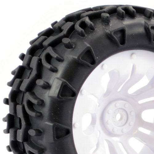Fastrax 1:10 Klaxon Truck Tyre Mounted On 12-Spoke (12mm Hex) White FAST0068W