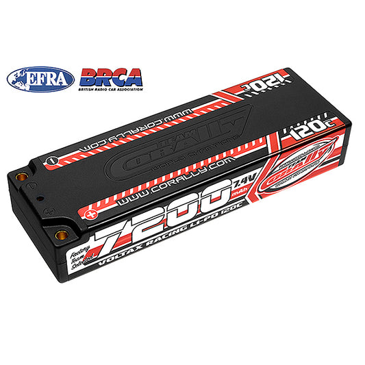 Corally Voltax 120C LiPo Battery 7200mAh 7.4V Stick 2S 4mm Bullit C-49520