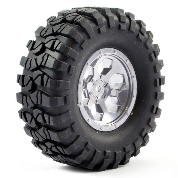 FTX Outback Pre-Mounted 6Hex/Tyre (2) - Chrome FTX8170C