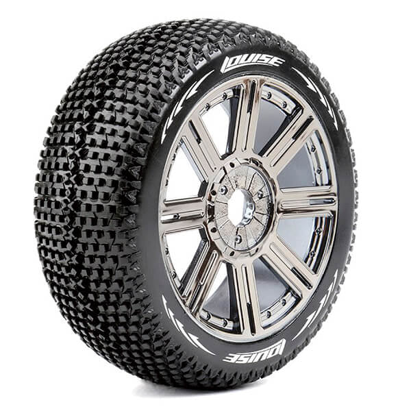 Louise RC B-Turbo 1:8 Fr/Rr Soft Hex 17mm Spoke Black Chrome L-T3104SBC
