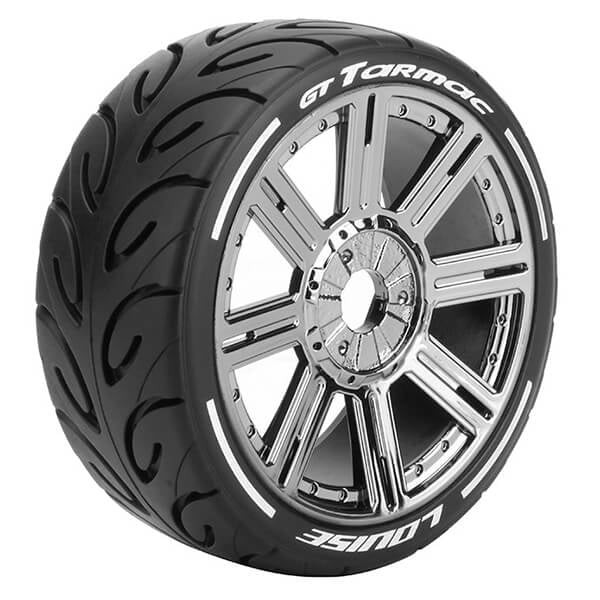 Louise RC GT-Tarmac 1:8 Fr/Rr Super Soft Hex 17mm Spoke Black Chrome L-T3285VBC