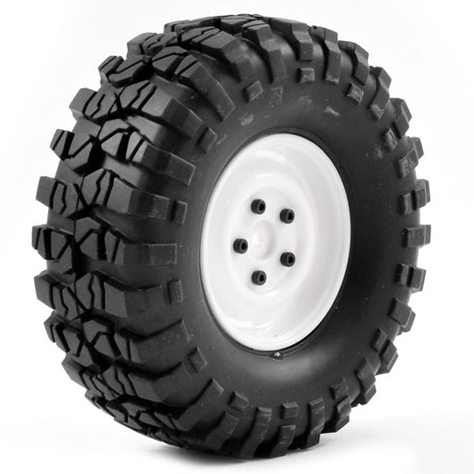 FTX Outback Pre-Mounted Steel Look Lug/Tyre (2) - White FTX8172W