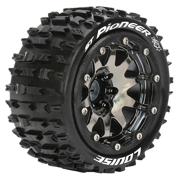 Louise RC St-Pioneer 1:10 Soft Bead-Lock/0 Offset Hex 12mm Black Chrome L-T3312SBC