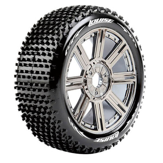 Louise RC B-Hornet 1:8 Fr/Rr Soft Hex 17mm Spoke Black Chrome L-T3150SBC