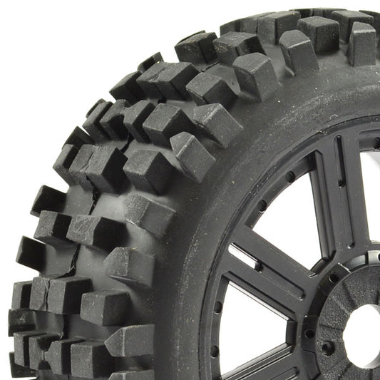 Fastrax 1:8 Rock Block Mounted On 8-Spoke Black (Pr) FAST1001B