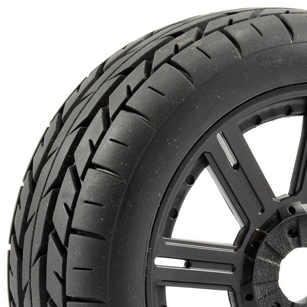 Fastrax 1:8 Eagle Tread Mounted On 8-Spoke Black (Pr) FAST1015B