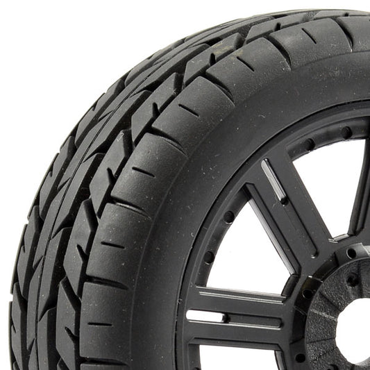 Fastrax 1:8 Eagle Tread Mounted On 8-Spoke Black (Pr) FAST1015B