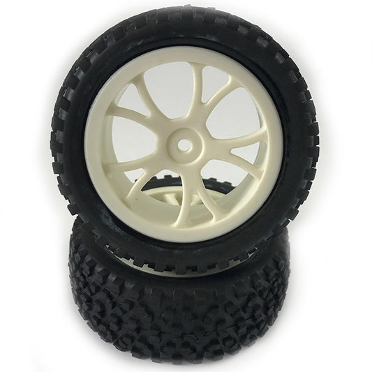 Fastrax 1:10 Mounted Cuboid Buggy Front Tyres White 10-Sp FAST0036W