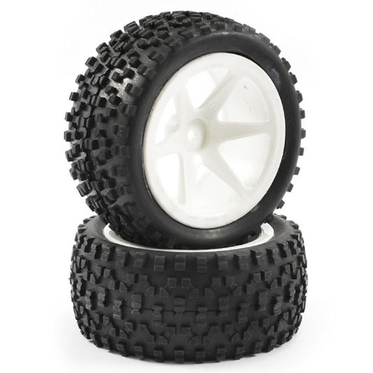 Fastrax 1:10 Mounted Cuboid Buggy Rear Tyres 6-Spoke FAST0039S