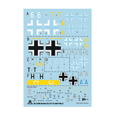 Italeri 1488 Dornier Do 217 K-1/K-2 with Fritz X Guided Bombs 1:72 Model Kit