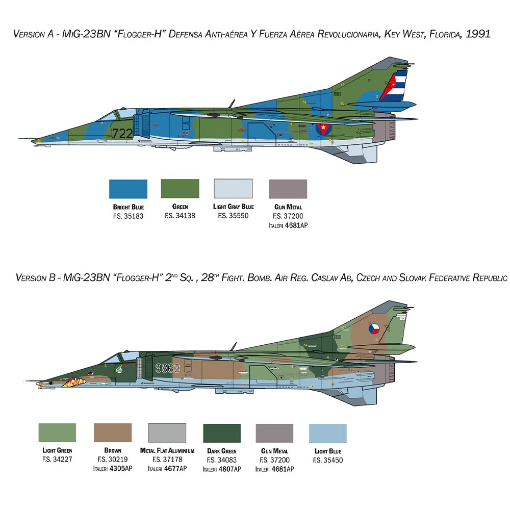 Italeri 2817 Mig-23BN / Mig 27D  Flogger 1:48 Plastic Plane Model Kit