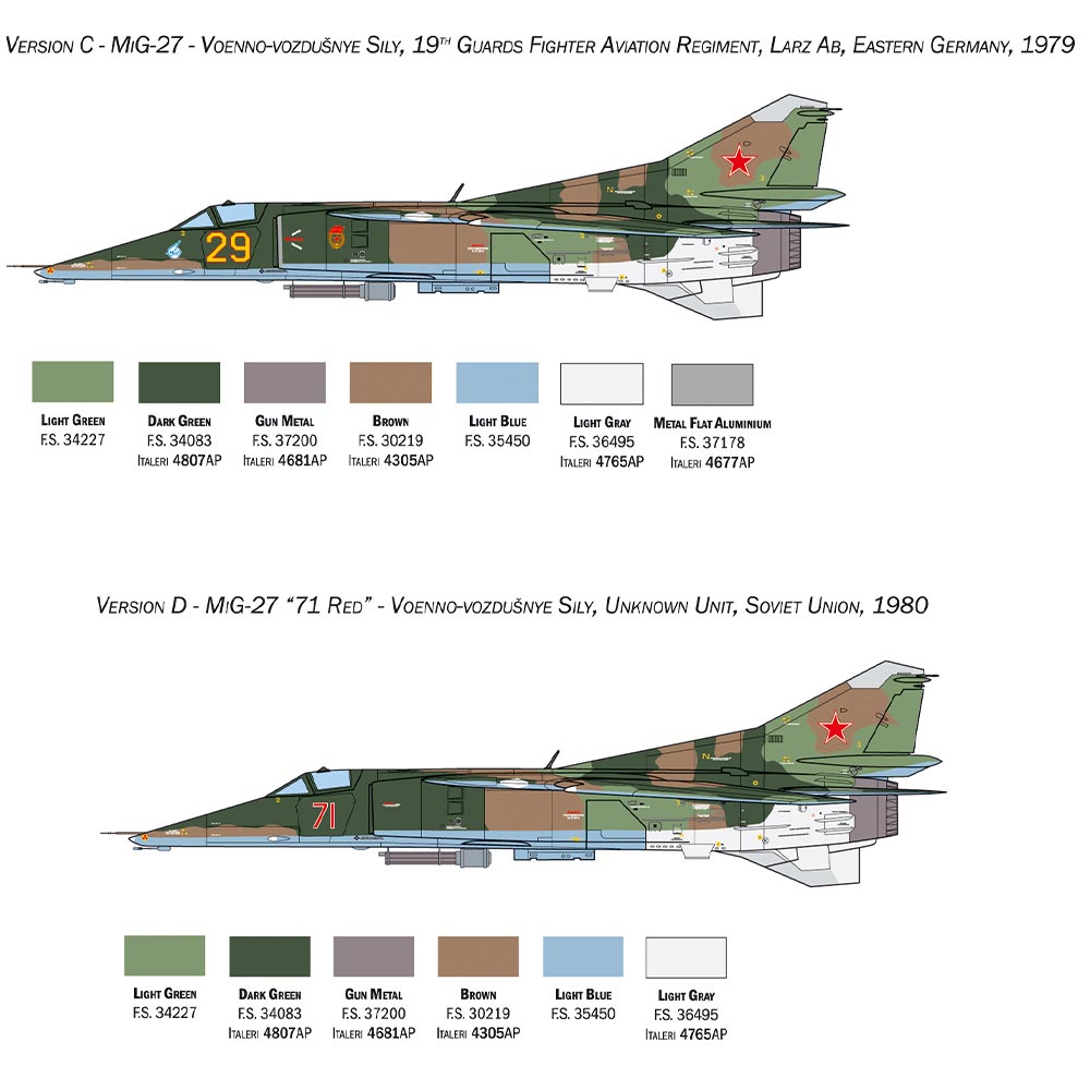 Italeri 2817 Mig-23BN / Mig 27D  Flogger 1:48 Plastic Plane Model Kit