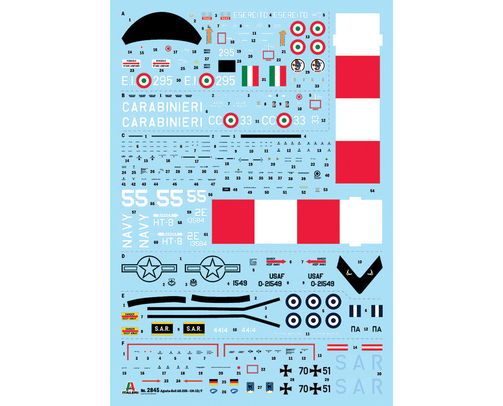 Italeri 2845 AB.205 / UH-1D "SAR" Search & Rescue Helicopter 1:48 Model Kit