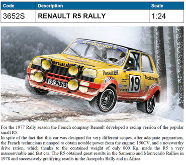 ITALERI 3652 Renault R5 Rally 1:24 Car Model Kit