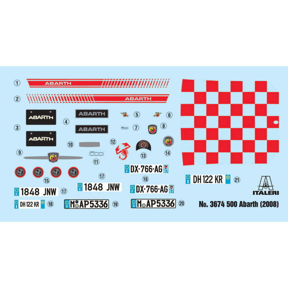 Italeri 3674 500 Abarth 2008 1:24 Model Kit