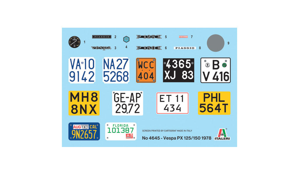 Italeri 4645 Piaggio Vespa PX 125/150 1978 1:9 Model Kit
