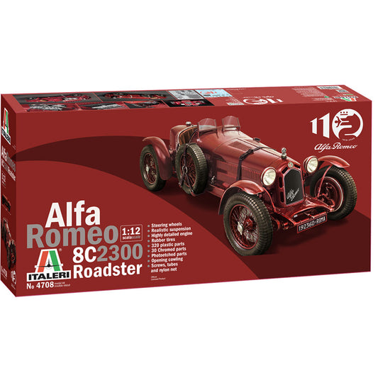 Italeri 4708 Alfa Romeo 8C  2300 Roadster (1931 -33) 1:12 Plastic Model Car Kit