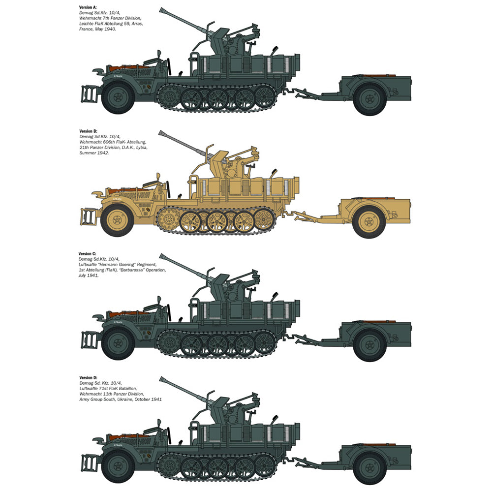 Italeri 6395 Sd.Kfz 10/4 w/Flak 30 & Crew 1:35 Model Kit