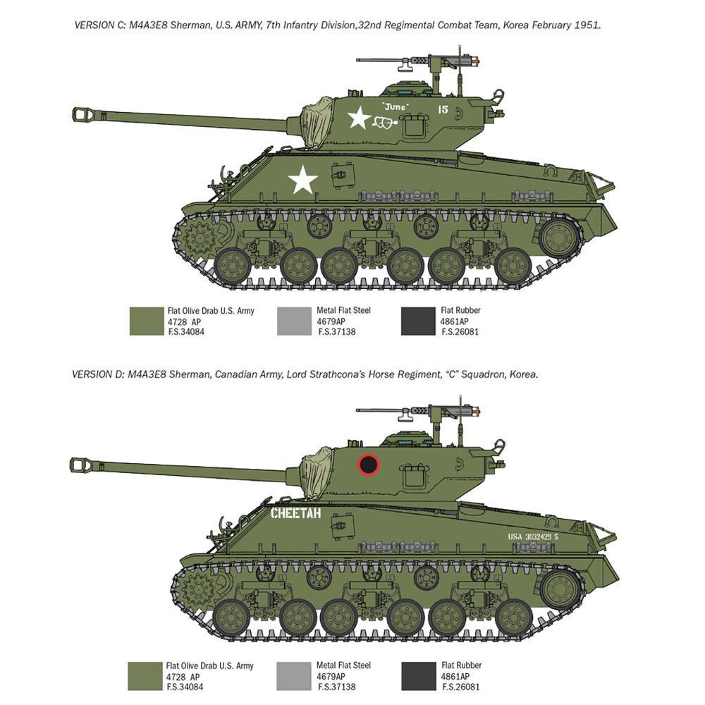 Italeri 6586  M4A3E8 Sherman Korean War 1:35 Plastic Model Kit