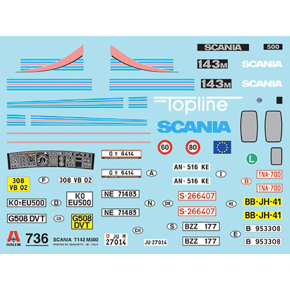 Italeri 736 Scania T143 M500 Topline 1:24 Model Kit