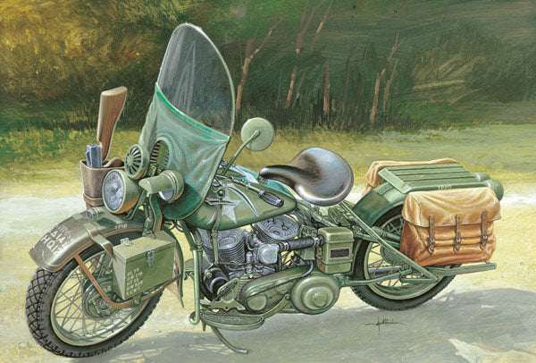 ITALERI US Army WWII Motorcycle 7401 1:9  Bike Model Kit