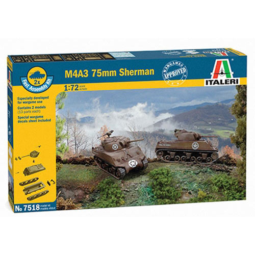 ITALERI Sherman M4 A3 7518 1:72 Military Vehicle Model Kit Tanks