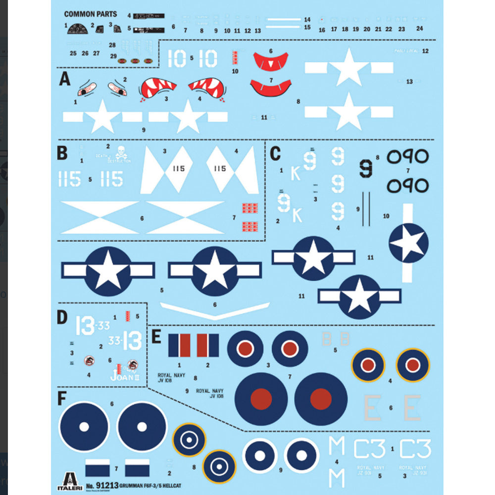 Italeri 91213 Grumman Hellcat F6F-3/5 1:72 Model Kit